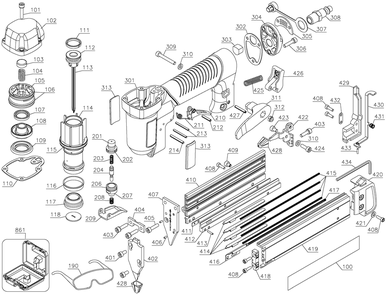 Diagram Diagram and Parts List for PIN138R Type 1 Porter Cable Nailer